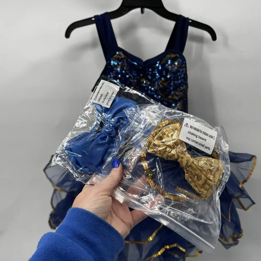Weissman Showtime You Can Tell She's a Princess Navy Gold Sequin Tutu Costume XL